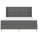 Box spring seng med LED-lysstrimler Grå 180 x 200 cm Stof