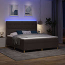 Box spring seng med LED-lysstrimler Brun 180 x 200 cm Stof