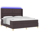 Box spring seng med LED-lysstrimler Brun 180 x 200 cm Stof