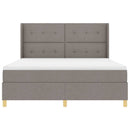 Box spring seng med LED-lysstrimler Gråbrun 180 x 200 cm Stof