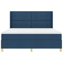 Box spring seng med LED-lysstrimler Blå 180 x 200 cm Stof