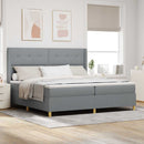 Box spring seng med LED-lysstrimler Lysegrå 200 x 200 cm Stof