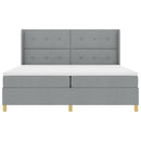 Box spring seng med LED-lysstrimler Lysegrå 200 x 200 cm Stof