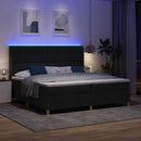 Box spring seng med LED-lysstrimler Sort 200 x 200 cm Stof