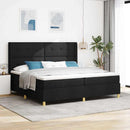 Box spring seng med LED-lysstrimler Sort 200 x 200 cm Stof