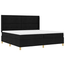 Box spring seng med LED-lysstrimler Sort 200 x 200 cm Stof