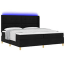 Box spring seng med LED-lysstrimler Sort 200 x 200 cm Stof