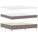 Box spring seng med LED-lysstrimler Gråbrun 200 x 200 cm Stof