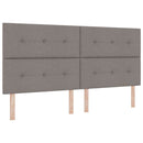 Box spring seng med LED-lysstrimler Gråbrun 200 x 200 cm Stof