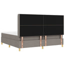 Box spring seng med LED-lysstrimler Gråbrun 200 x 200 cm Stof
