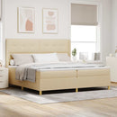 Box spring seng med LED-lysstrimler Creme 200 x 200 cm Stof