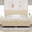 Box spring seng med LED-lysstrimler Creme 200 x 200 cm Stof