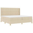 Box spring seng med LED-lysstrimler Creme 200 x 200 cm Stof