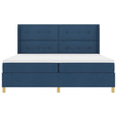 Box spring seng med LED-lysstrimler Blå 200 x 200 cm Stof