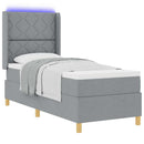 Box spring seng med LED-lysstrimler Lysegrå 80 x 200 cm Stof