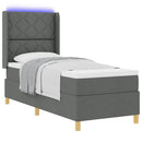 Box spring seng med LED-lysstrimler Grå 80 x 200 cm Stof