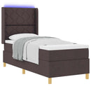 Box spring seng med LED-lysstrimler Brun 80 x 200 cm Stof