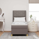 Box spring seng med LED-lysstrimler Gråbrun 80 x 200 cm Stof