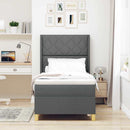 Box spring seng med LED-lysstrimler Grå 90 x 190 cm Stof