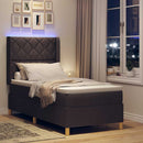 Box spring seng med LED-lysstrimler Brun 90 x 190 cm Stof