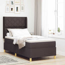 Box spring seng med LED-lysstrimler Brun 90 x 190 cm Stof