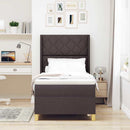 Box spring seng med LED-lysstrimler Brun 90 x 190 cm Stof