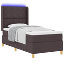 Box spring seng med LED-lysstrimler Brun 90 x 190 cm Stof