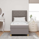Box spring seng med LED-lysstrimler Gråbrun 90 x 190 cm Stof