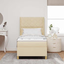 Box spring seng med LED-lysstrimler Creme 90 x 190 cm Stof
