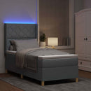Box spring seng med LED-lysstrimler Lysegrå 90 x 200 cm Stof