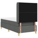 Box spring seng med LED-lysstrimler Grå 90 x 200 cm Stof