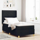 Box spring seng med LED-lysstrimler Sort 90 x 200 cm Stof