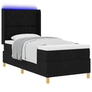 Box spring seng med LED-lysstrimler Sort 90 x 200 cm Stof