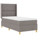 Box spring seng med LED-lysstrimler Gråbrun 90 x 200 cm Stof