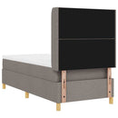 Box spring seng med LED-lysstrimler Gråbrun 90 x 200 cm Stof