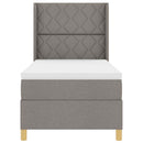 Box spring seng med LED-lysstrimler Gråbrun 90 x 200 cm Stof
