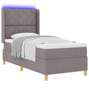 Box spring seng med LED-lysstrimler Gråbrun 100 x 200 cm Stof