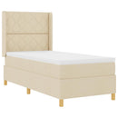 Box spring seng med LED-lysstrimler Creme 100 x 200 cm Stof