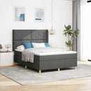 Box spring seng med LED-lysstrimler Grå 140 x 190 cm Stof