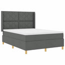 Box spring seng med LED-lysstrimler Grå 140 x 190 cm Stof