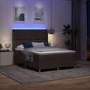 Box spring seng med LED-lysstrimler Brun 140 x 190 cm Stof