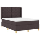 Box spring seng med LED-lysstrimler Brun 140 x 190 cm Stof