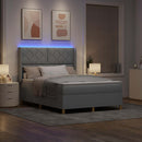 Box spring seng med LED-lysstrimler Lysegrå 140 x 200 cm Stof