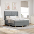 Box spring seng med LED-lysstrimler Lysegrå 140 x 200 cm Stof