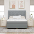 Box spring seng med LED-lysstrimler Lysegrå 140 x 200 cm Stof