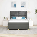 Box spring seng med LED-lysstrimler Grå 140 x 200 cm Stof