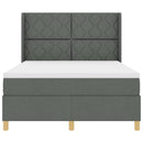 Box spring seng med LED-lysstrimler Grå 140 x 200 cm Stof