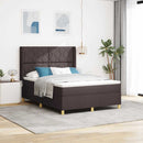 Box spring seng med LED-lysstrimler Brun 140 x 200 cm Stof
