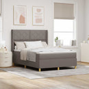 Box spring seng med LED-lysstrimler Gråbrun 140 x 200 cm Stof