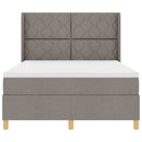 Box spring seng med LED-lysstrimler Gråbrun 140 x 200 cm Stof